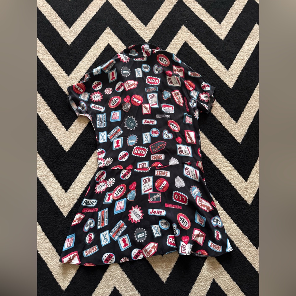Zara Boys Names Mini Button Front Shirt Dress S - Picture 7 of 7
